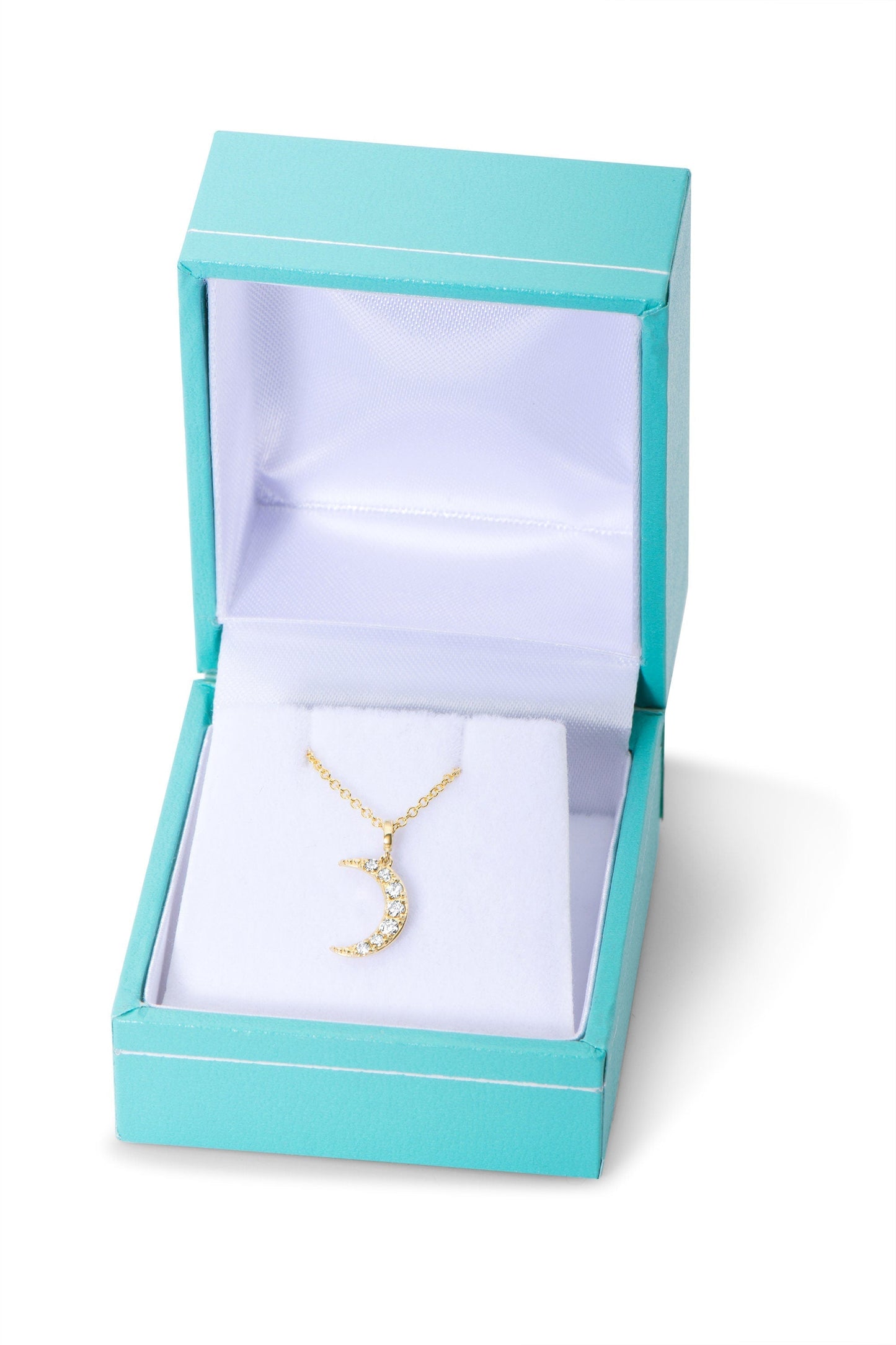 14k Crescent Moon Diamond Necklace