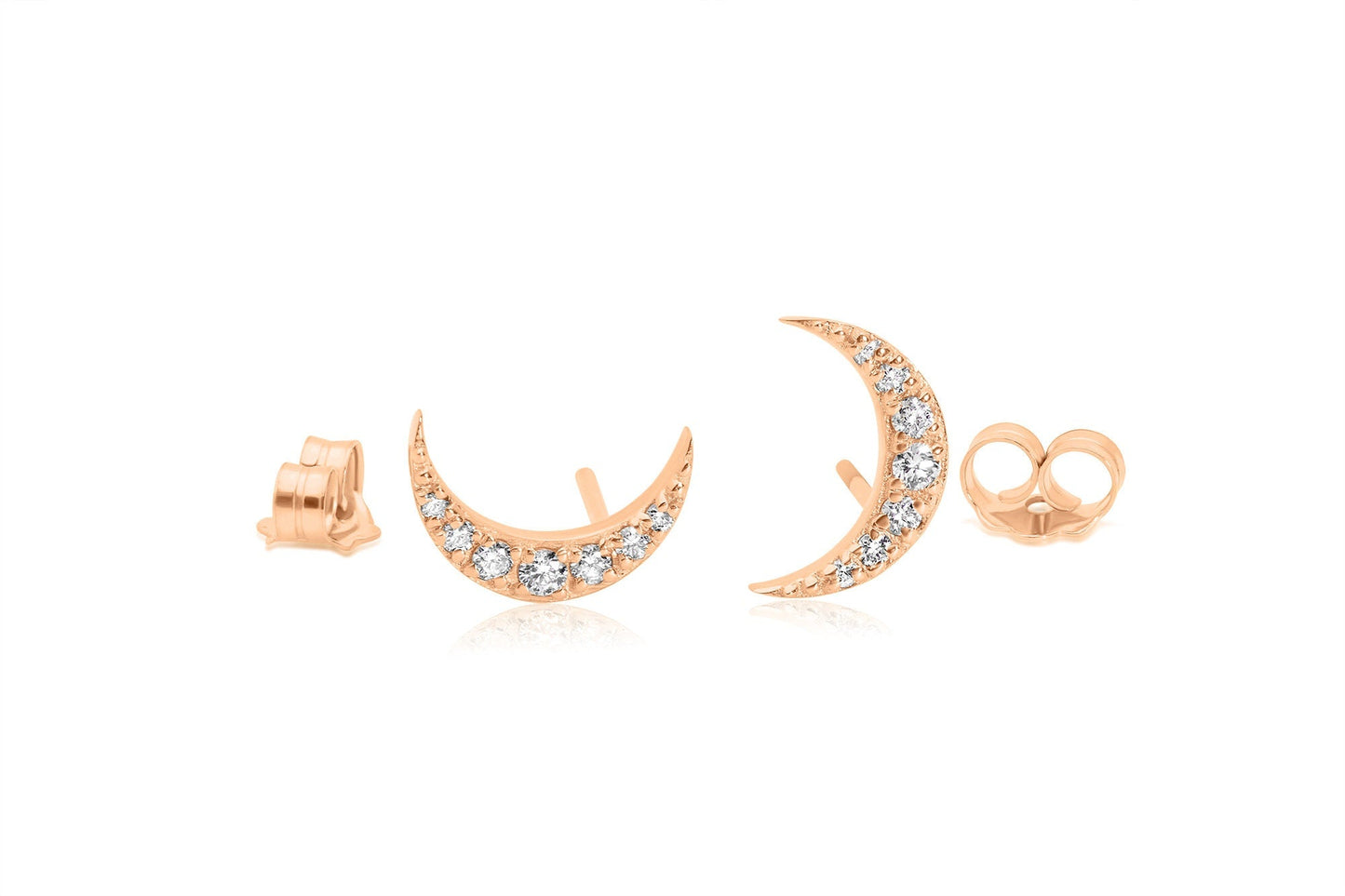 14k Diamond Crescent Moon Earrings