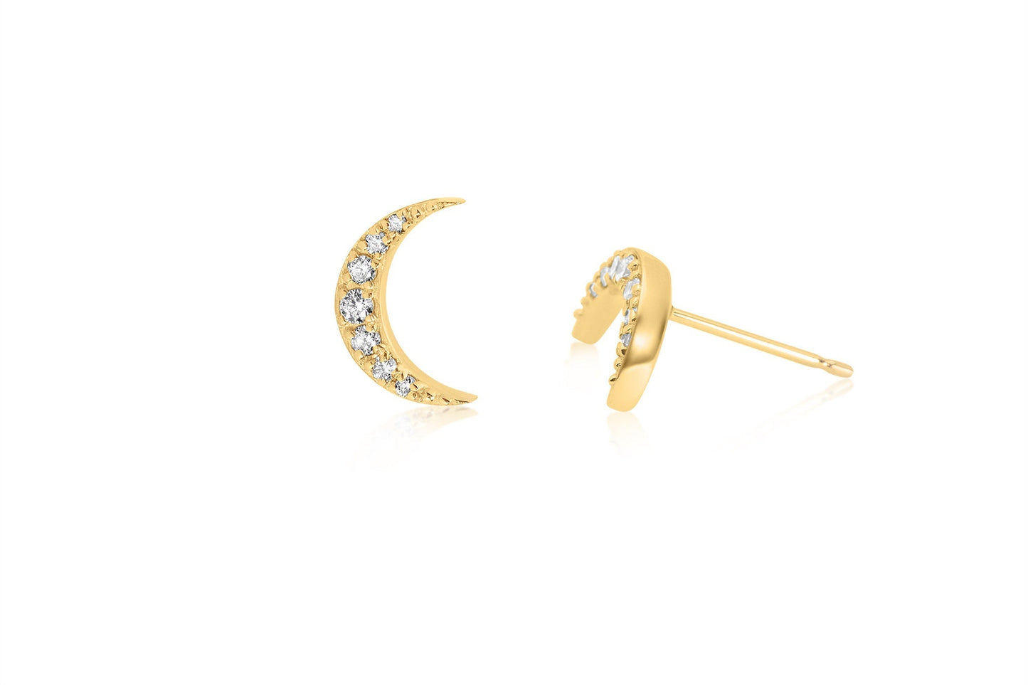 14k Diamond Crescent Moon Earrings