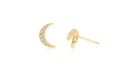 14k Diamond Crescent Moon Earrings