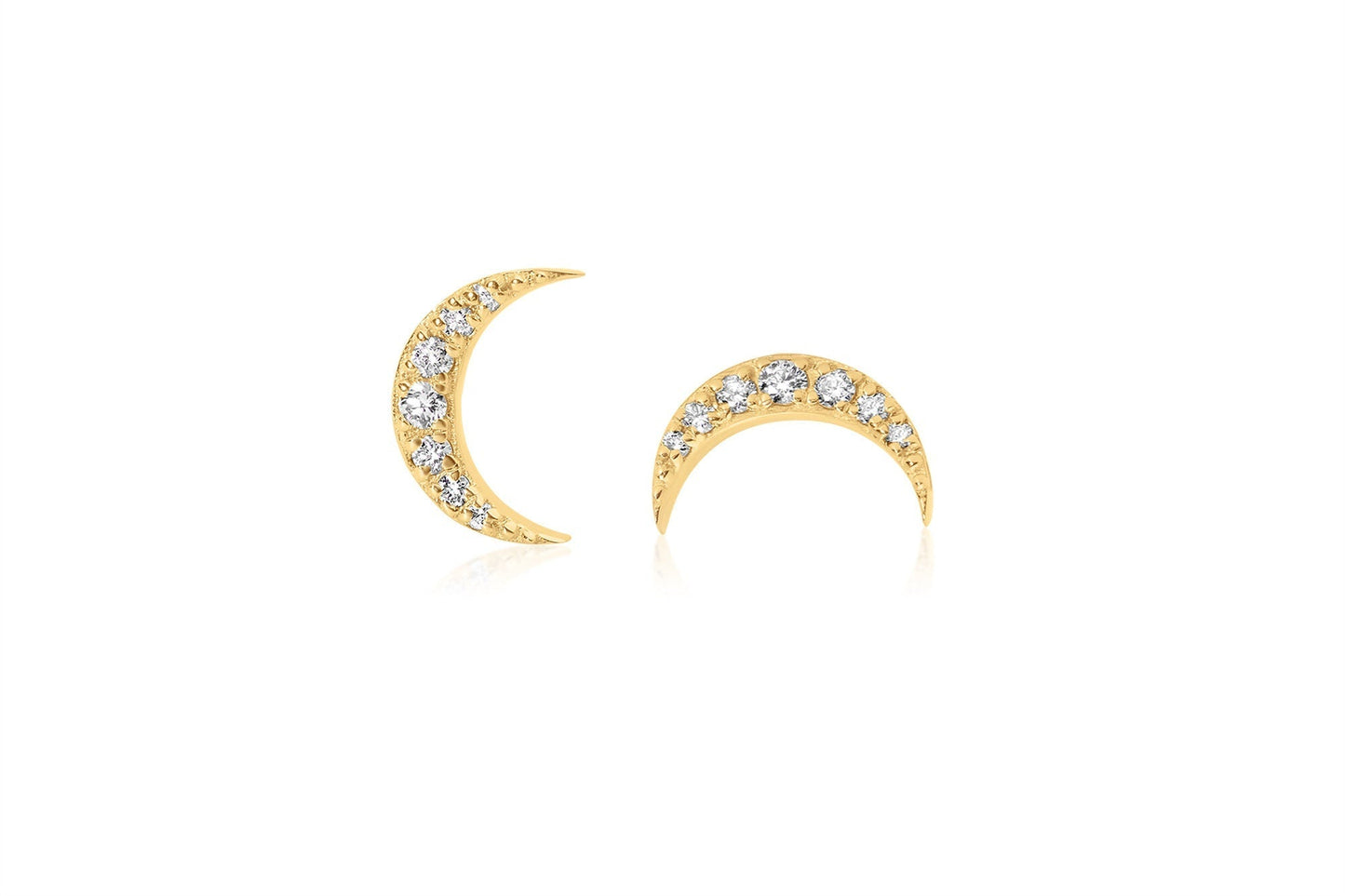 14k Diamond Crescent Moon Earrings