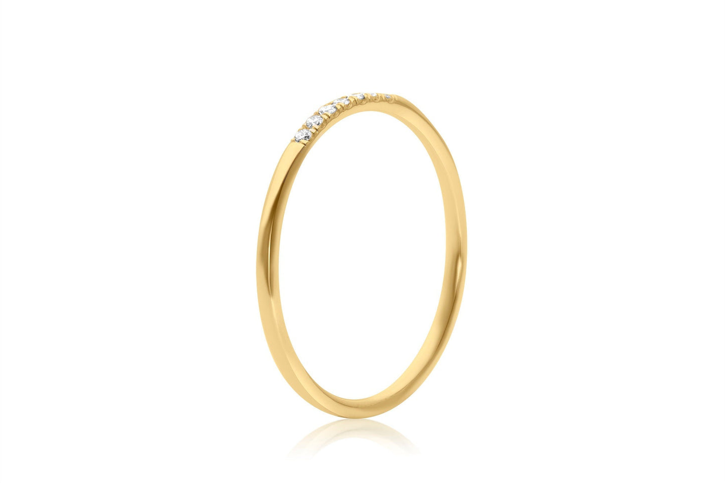 14k Gold 7 Stone Micro Pave Diamond Stacking Ring