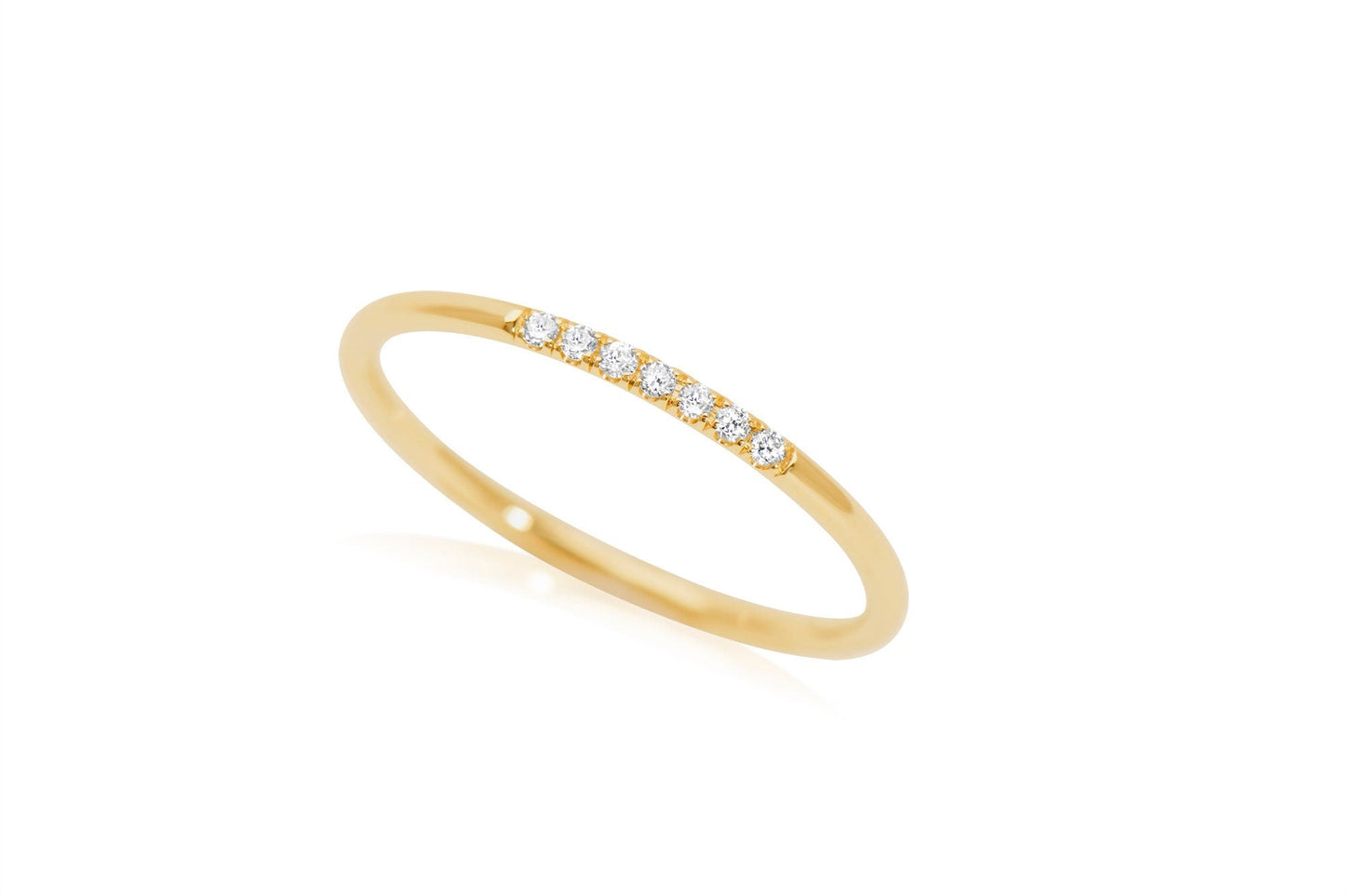 14k Gold 7 Stone Micro Pave Diamond Stacking Ring