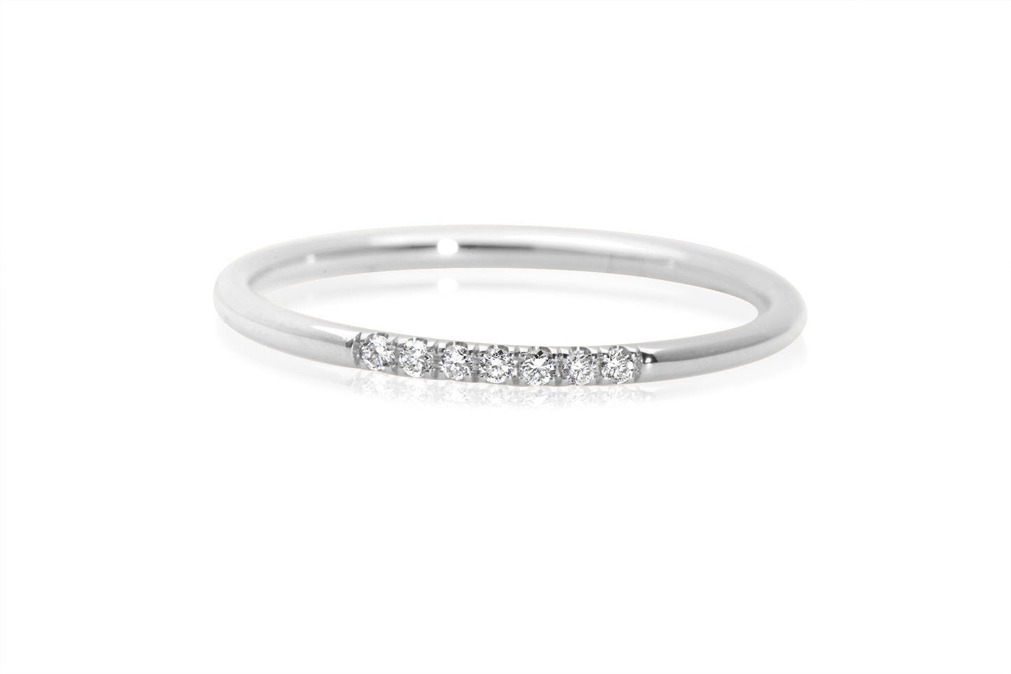 14k Gold 7 Stone Micro Pave Diamond Stacking Ring