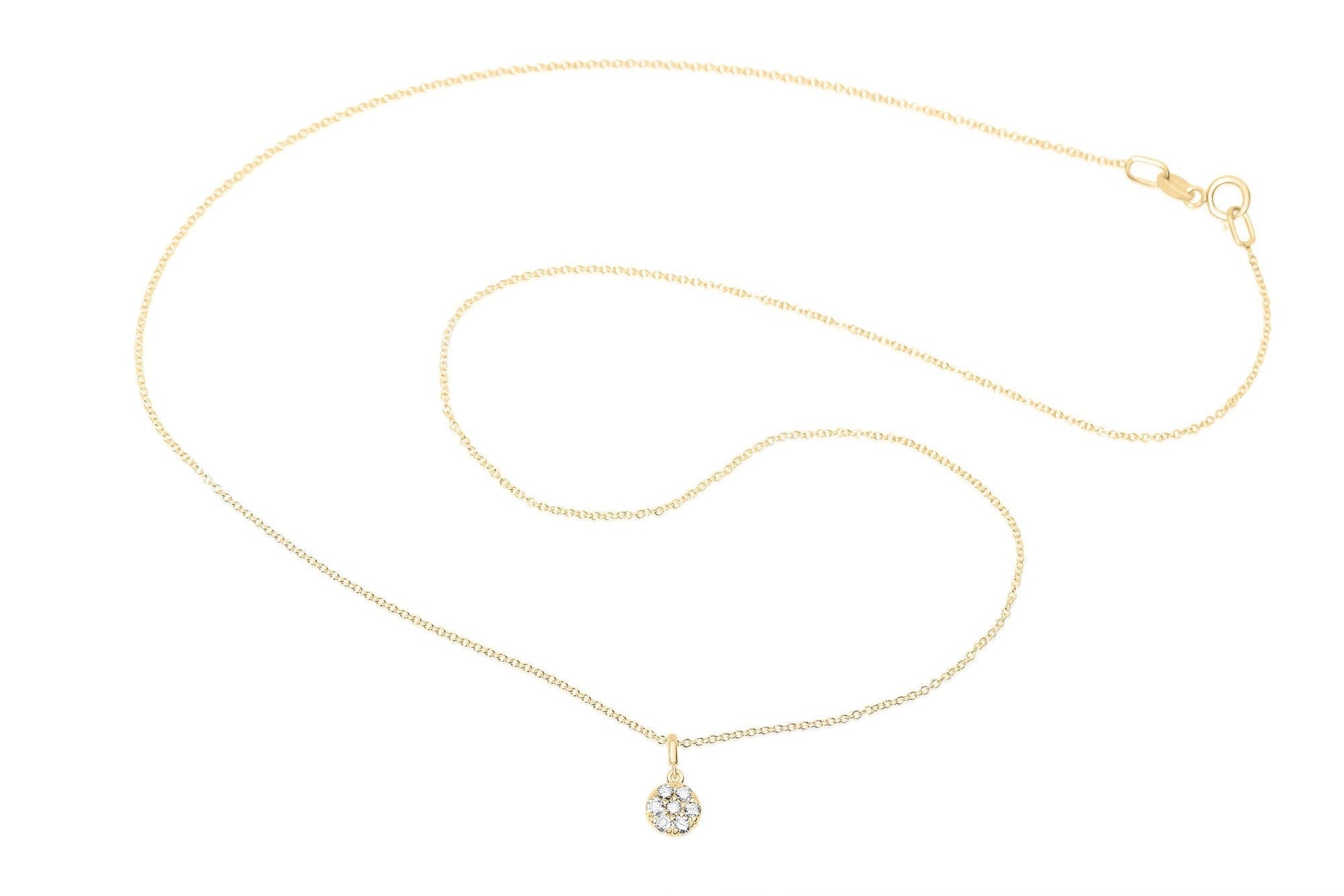 14k Gold Diamond Cluster Circle Necklace
