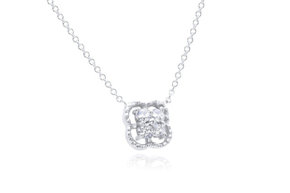 14k Gold Diamond Lucky Shamrock Pendant, Lucky Four Leaf Clover Necklace