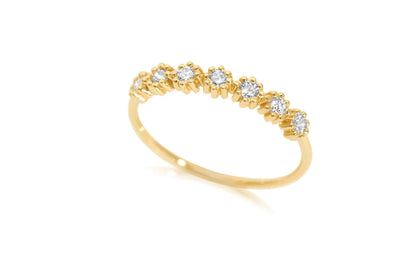 14k Gold Seven Diamond Wedding Ring