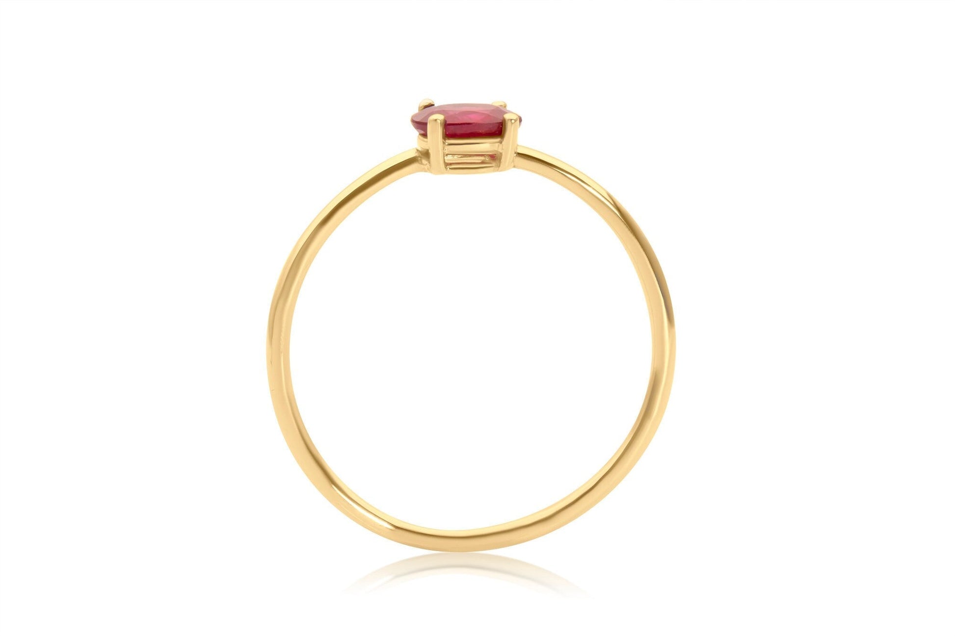 14k Gold Sideways Oval Ruby Ring