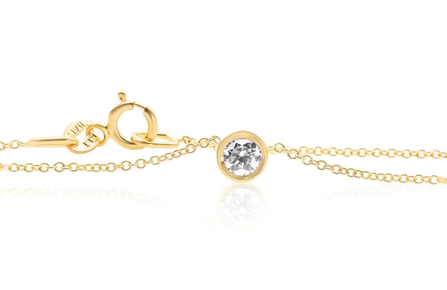 14k Gold Solitaire Bezel Diamond Necklace