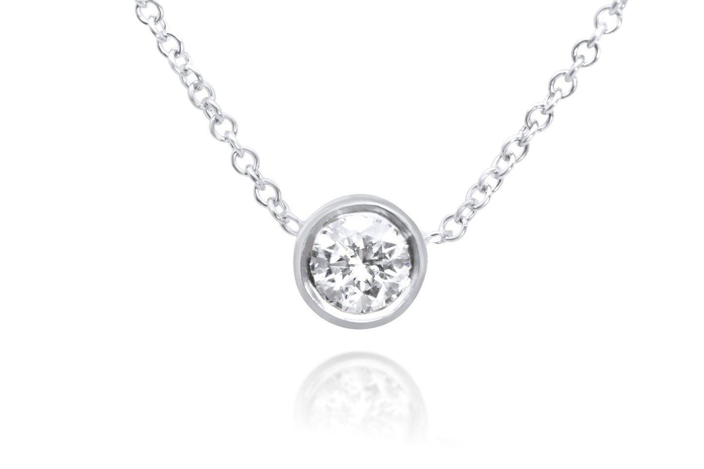 14k Gold Solitaire Bezel Diamond Necklace