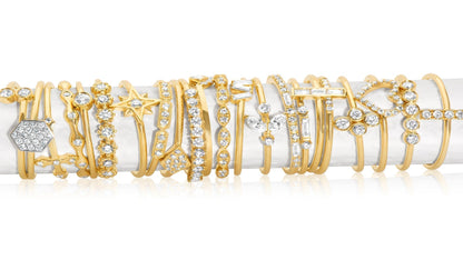 14k Gold Stackable Micro Pave Diamond Bar Ring