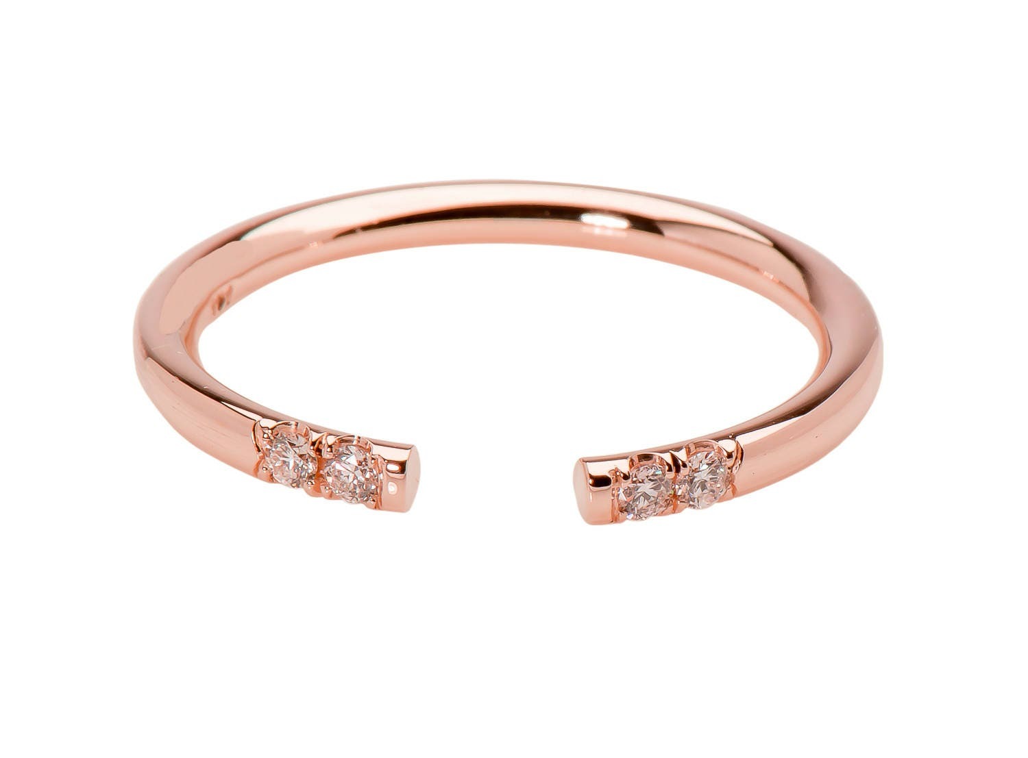 14k Open Cuff Stackable Diamond Ring