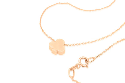 14k Solid gold Floating Clover Necklace, Poker Club Charm Pendant