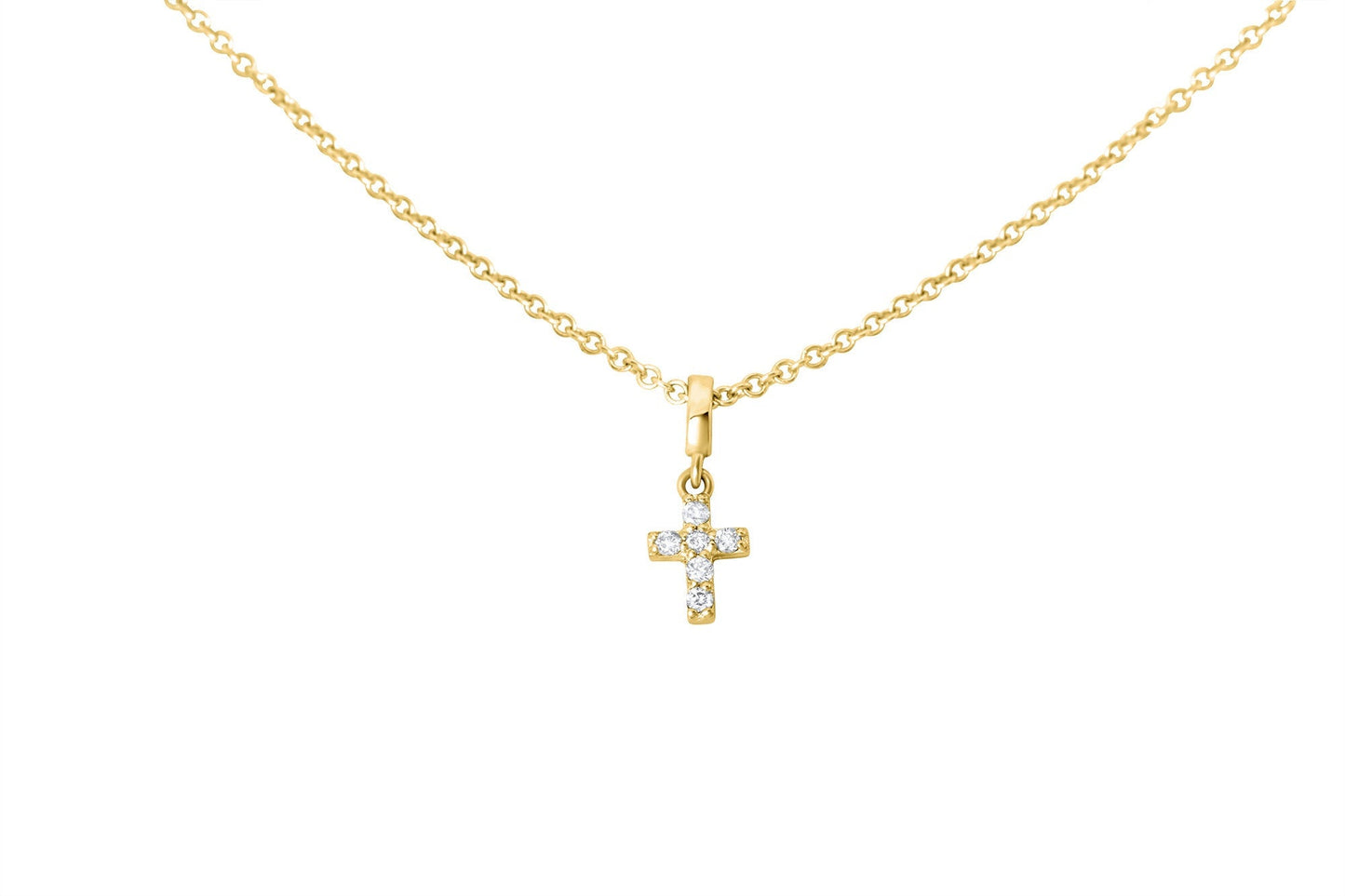 14k Tiny Diamond Cross Necklace