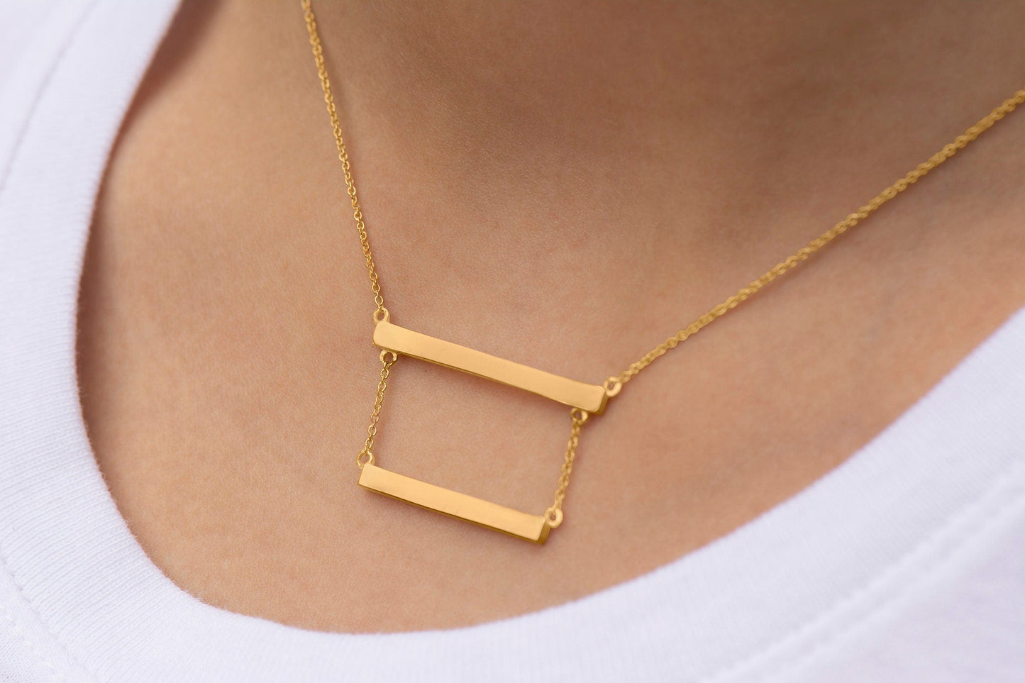 Sterling Silver Double Bar Necklace