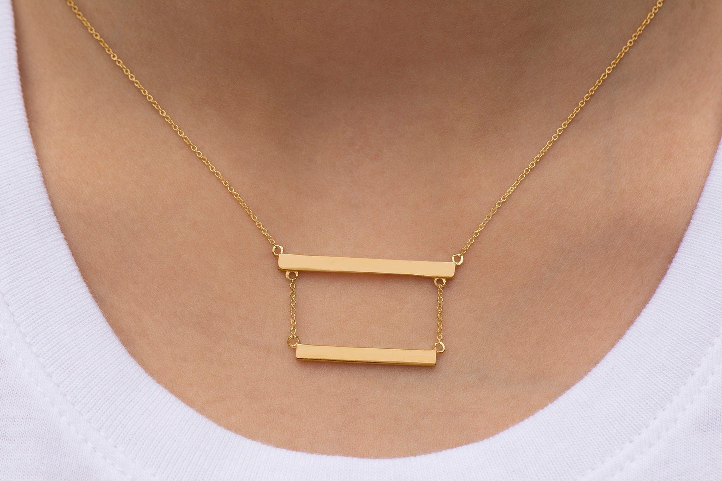 Sterling Silver Double Bar Necklace