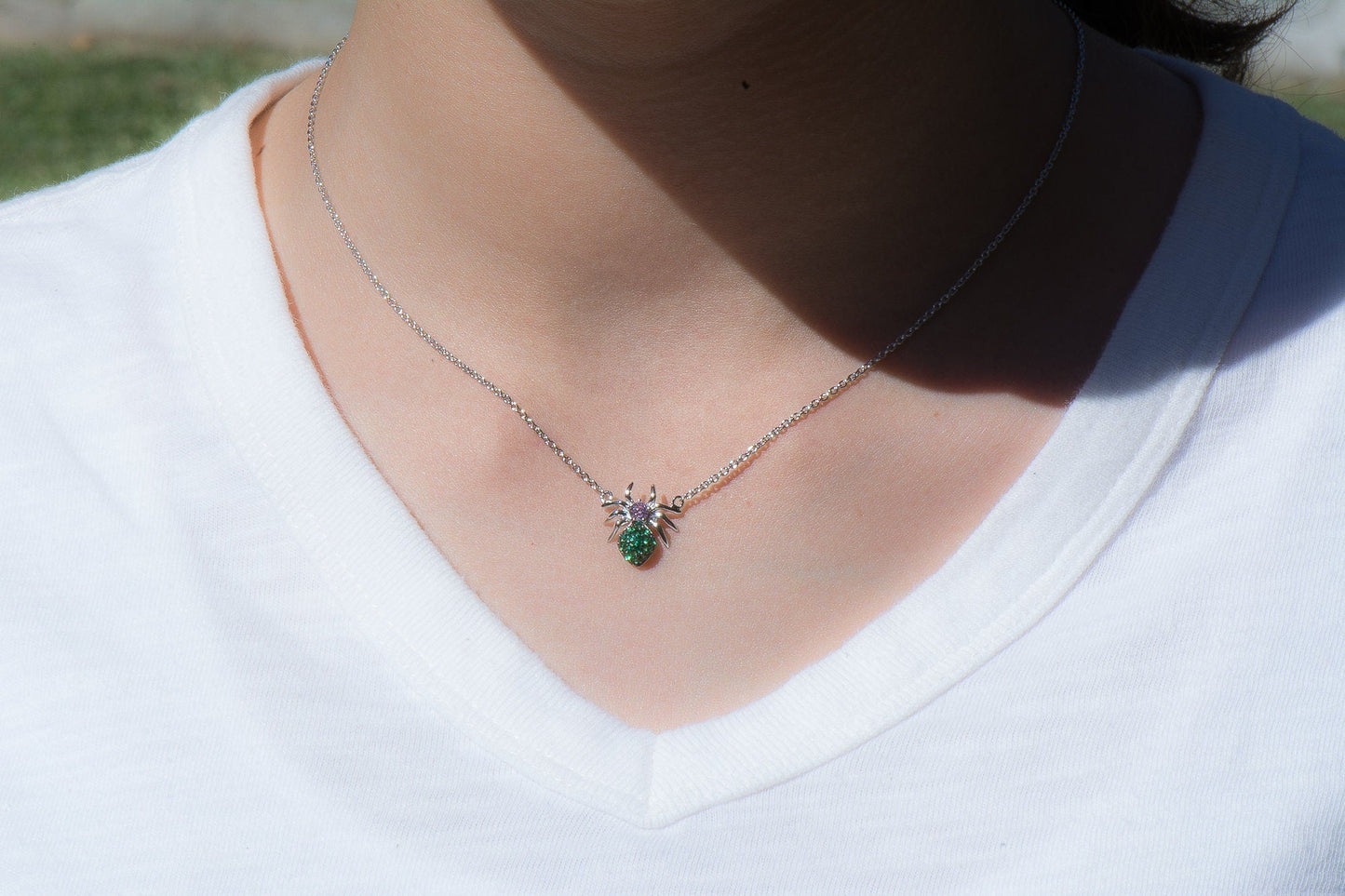 Sterling Silver Spider Necklace