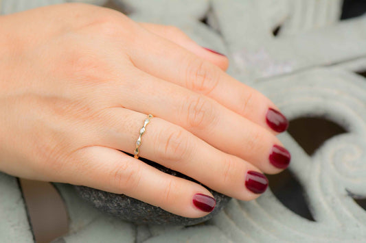 14k Bezel Set Eternity Band White & Yellow Gold