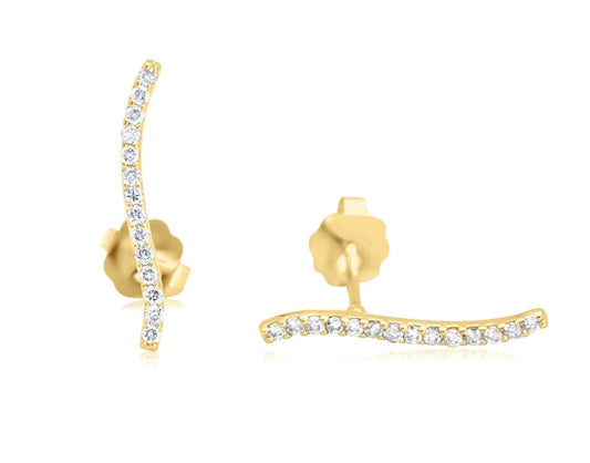 14k Diamond Curved Bar Earrings