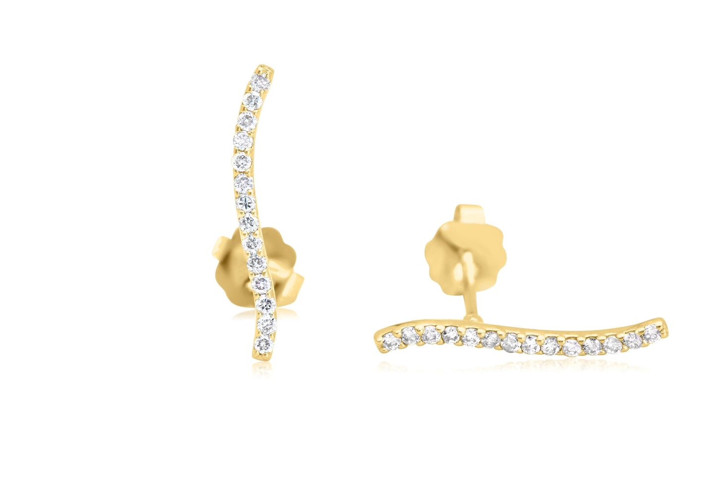 14k Diamond Curved Bar Earrings