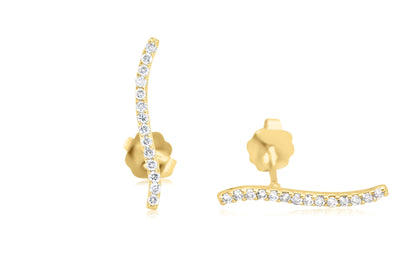 14k Diamond Curved Bar Earrings