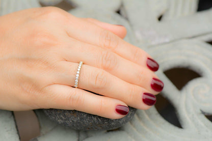 14k Gold Petite Diamond Engagement Ring - Petite Wedding Band