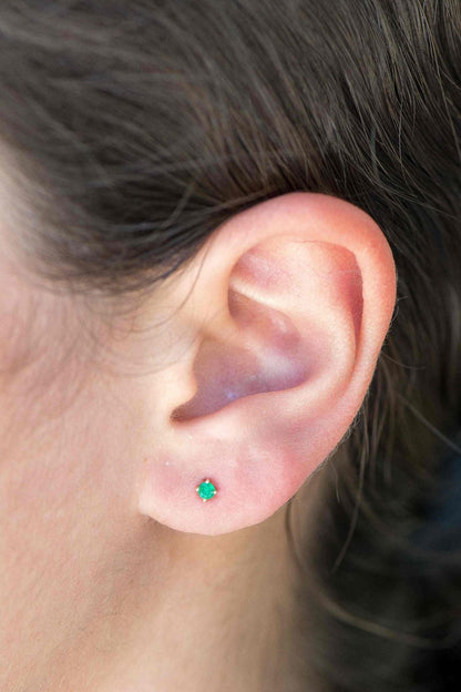 14k Green Emerald Stud Earrings