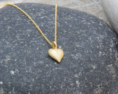 Tiny 14K Gold Heart Necklace - Rose Gold Heart Pendant