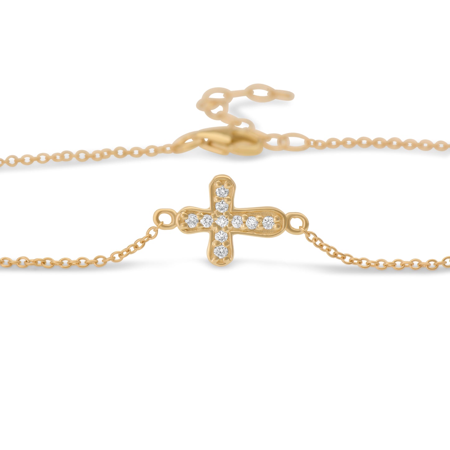 14k Petite Diamond Cross Bracelet