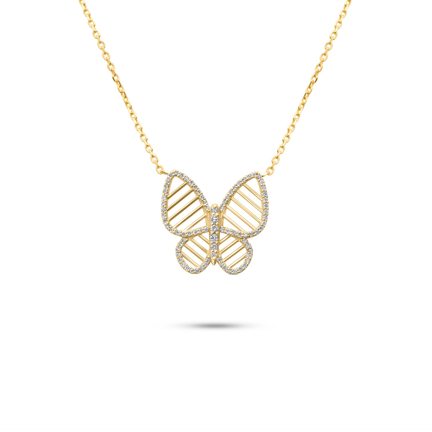 14k Diamond Butterfly Pendant Necklace