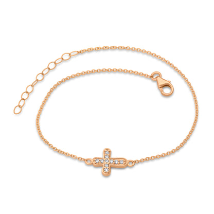 14k Petite Diamond Cross Bracelet