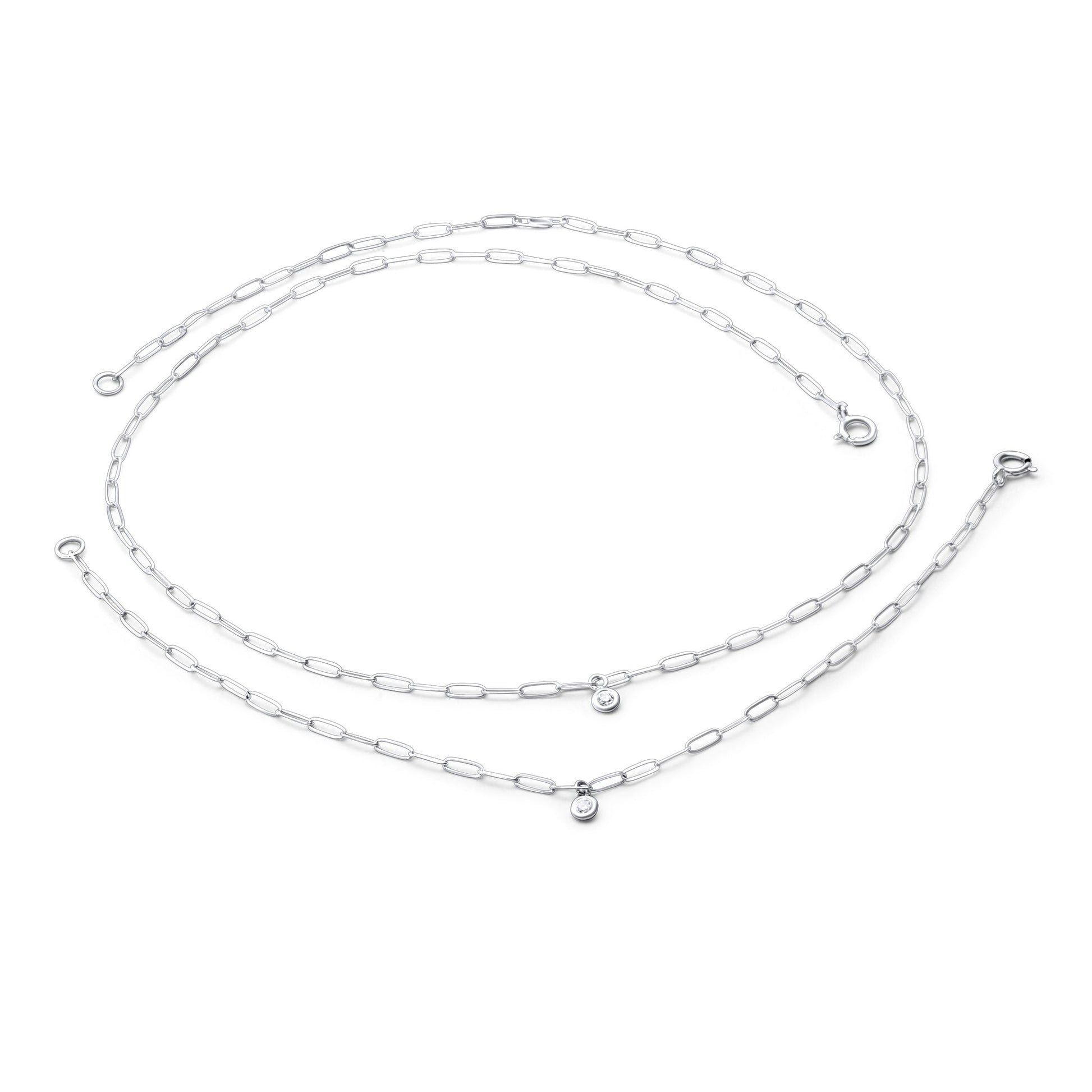 Gold Paperclip Chain Link Necklace with Diamond Pendant