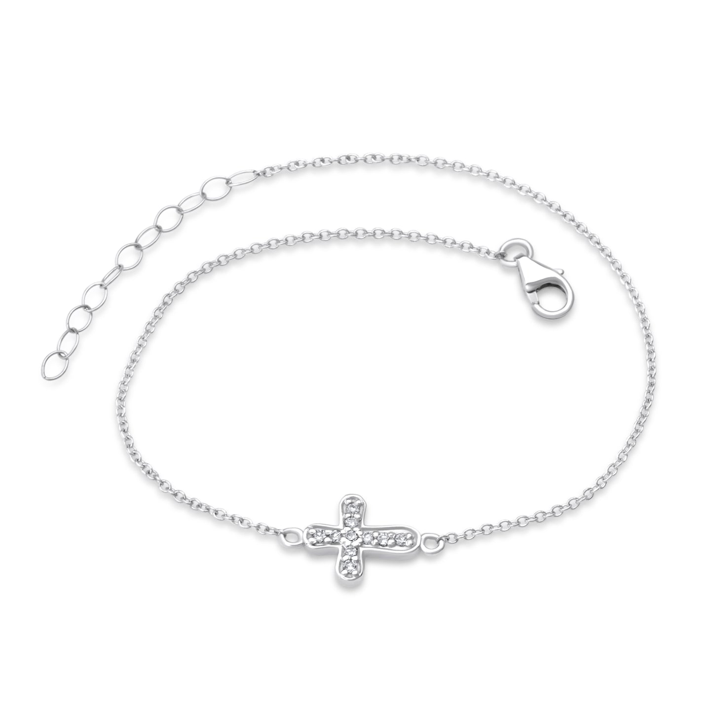 14k Petite Diamond Cross Bracelet