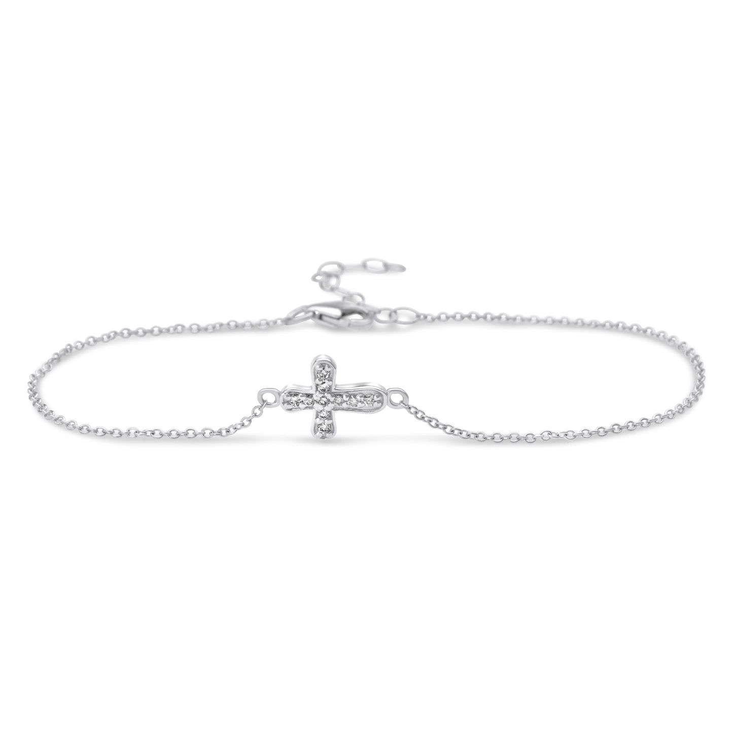 14k Petite Diamond Cross Bracelet