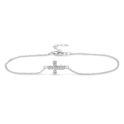 14k Petite Diamond Cross Bracelet