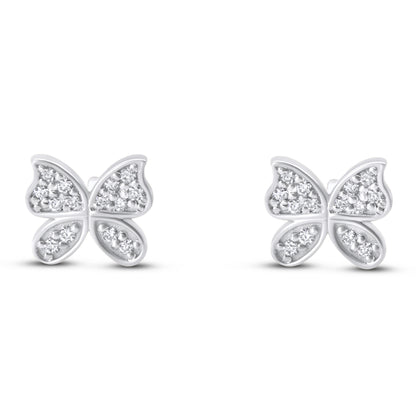 White gold Diamond Butterfly Stud Earrings