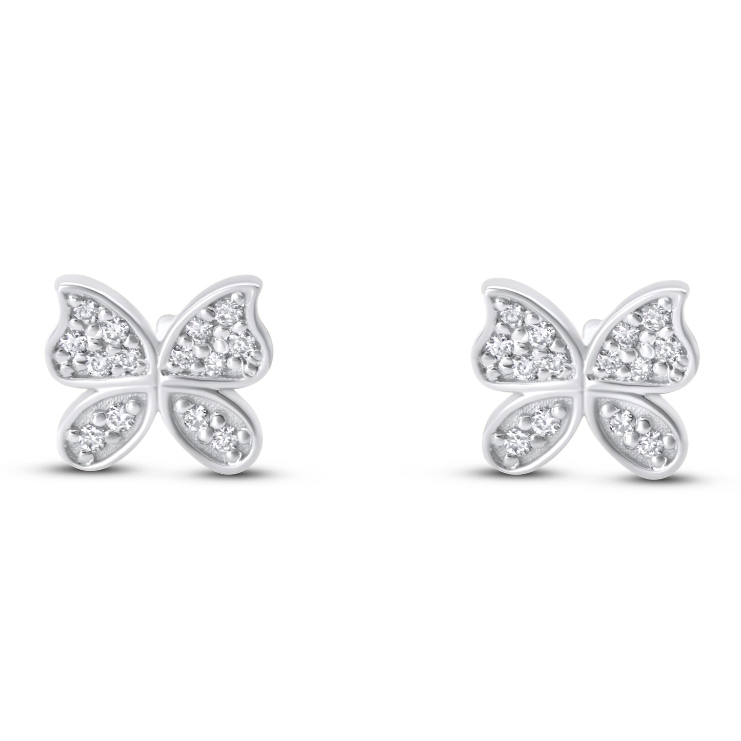 14k White gold Diamond Butterfly Stud Earrings