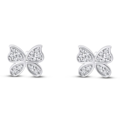 14k White gold Diamond Butterfly Stud Earrings