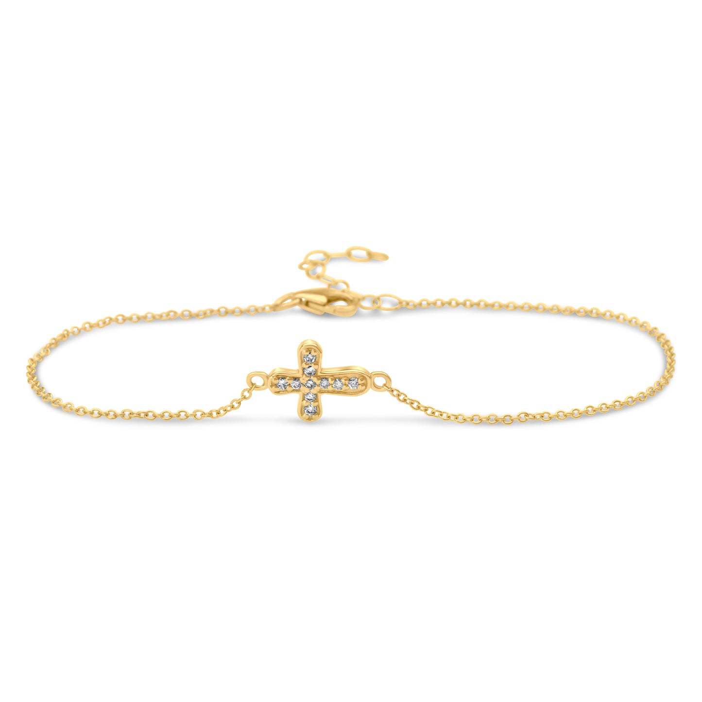 14k Petite Diamond Cross Bracelet