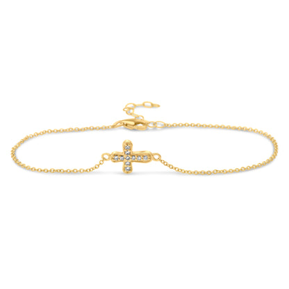 14k Petite Diamond Cross Bracelet