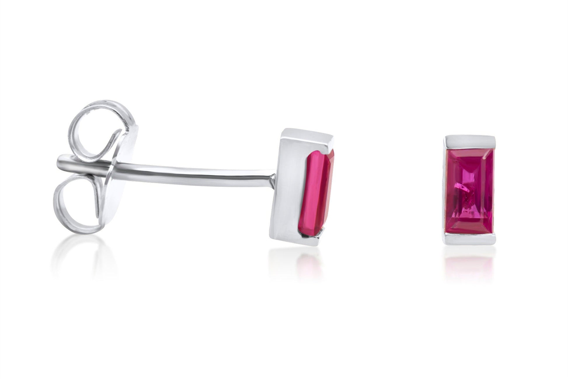 14k Baguette Cut Ruby Stud Earrings