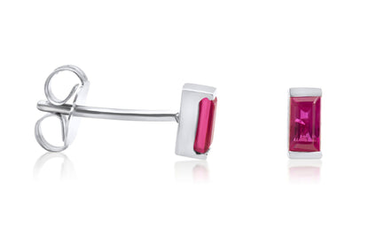 14k Baguette Cut Ruby Stud Earrings