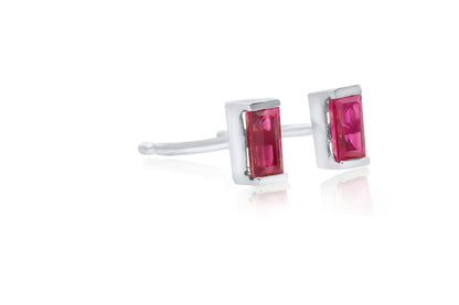 14k Baguette Cut Ruby Stud Earrings