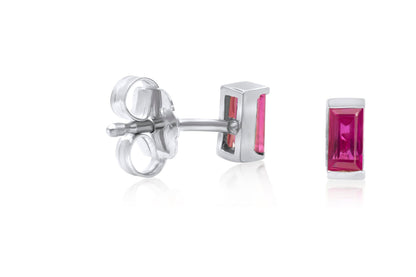 14k Baguette Cut Ruby Stud Earrings