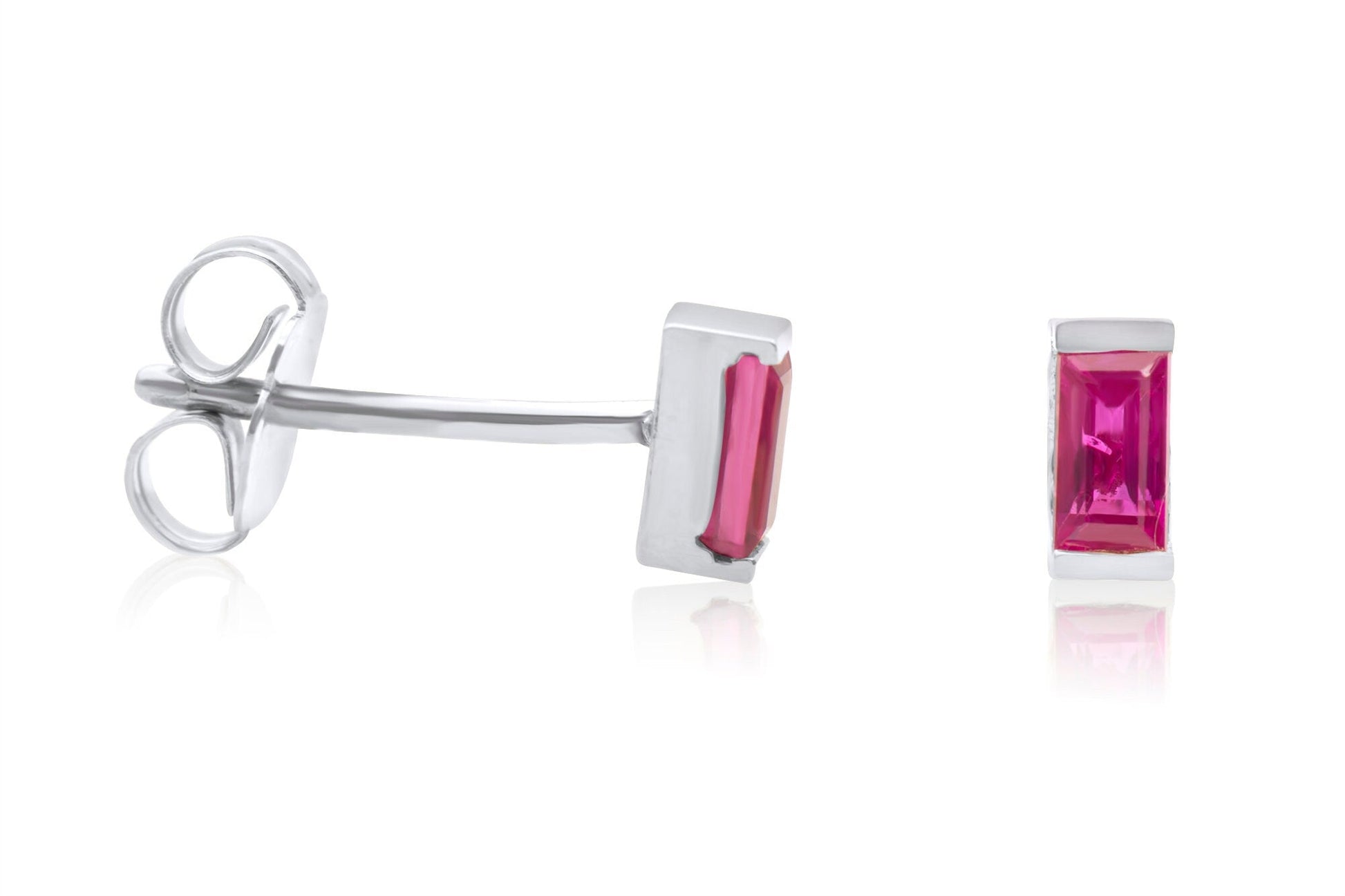 14k Baguette Cut Ruby Stud Earrings