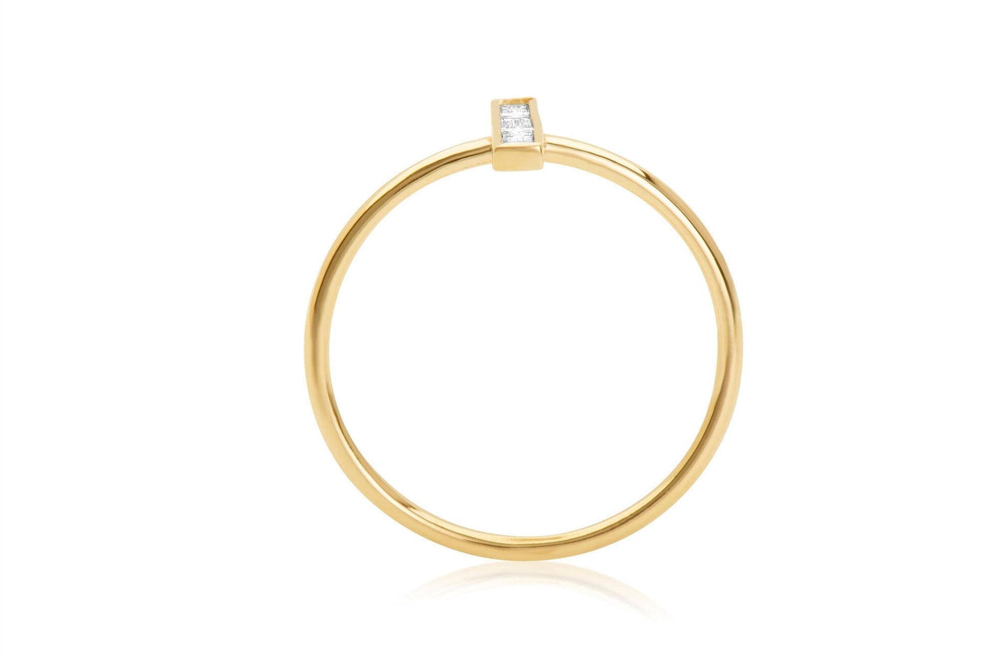 14k Baguette Diamond Bar Ring