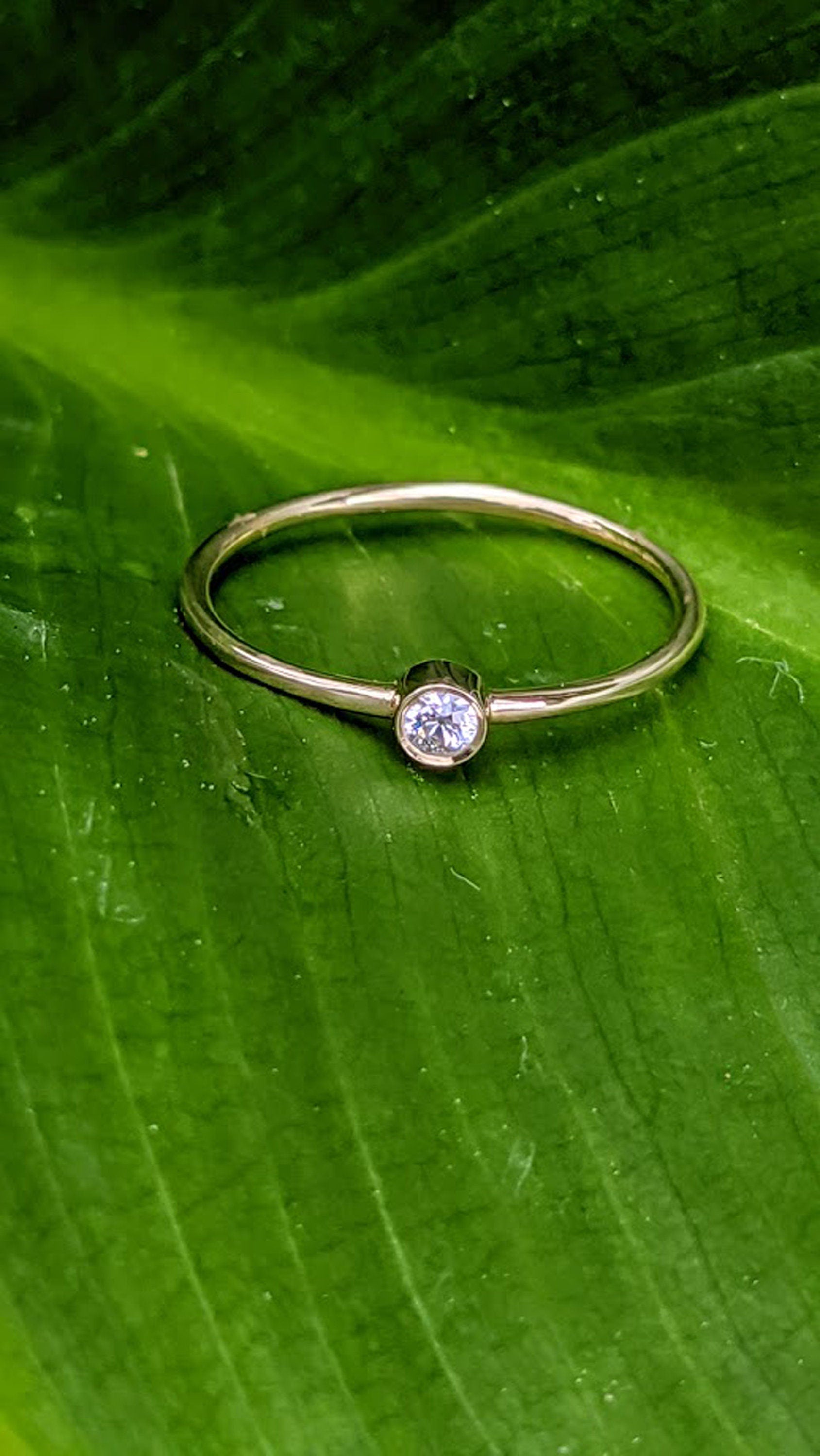 14k Bezel Diamond Solitaire Ring