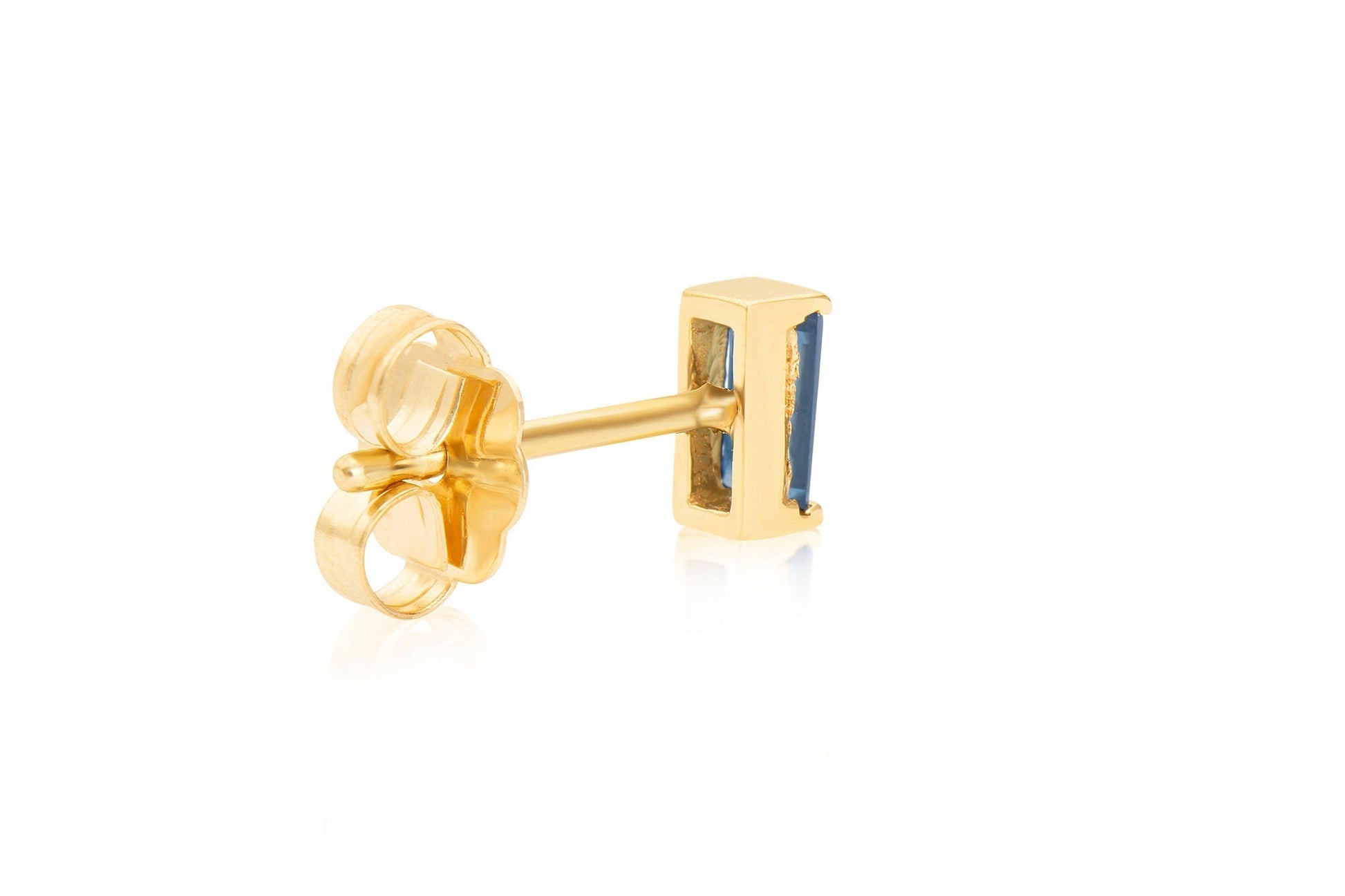 Baguette Cut Blue Sapphire Stud Earrings