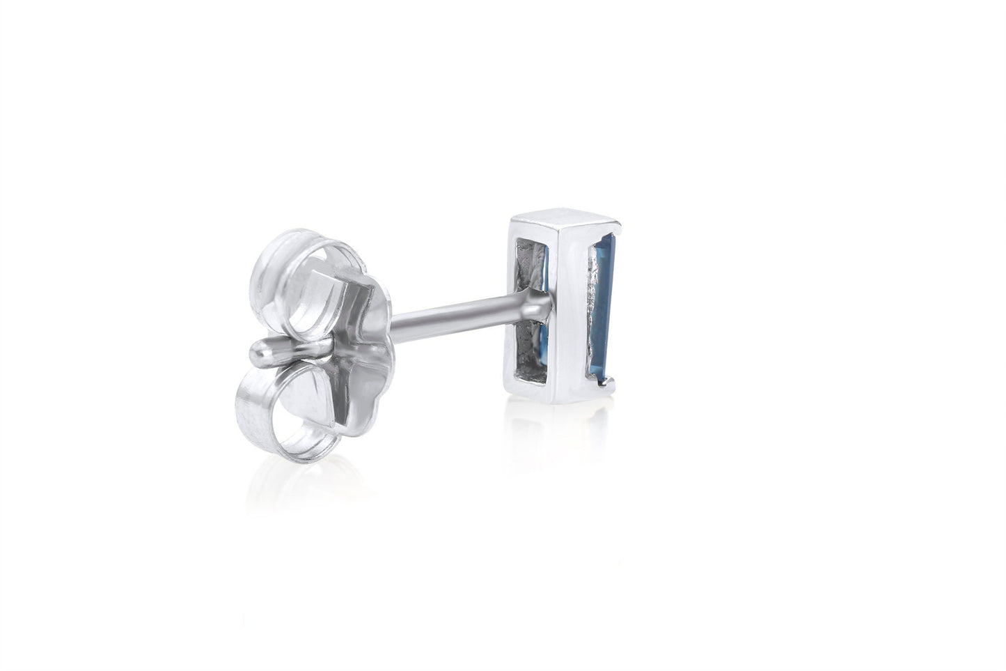 Baguette Cut Blue Sapphire Stud Earrings