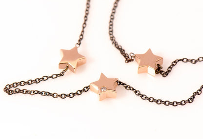 14k Celestial Charm Diamond Star Necklace